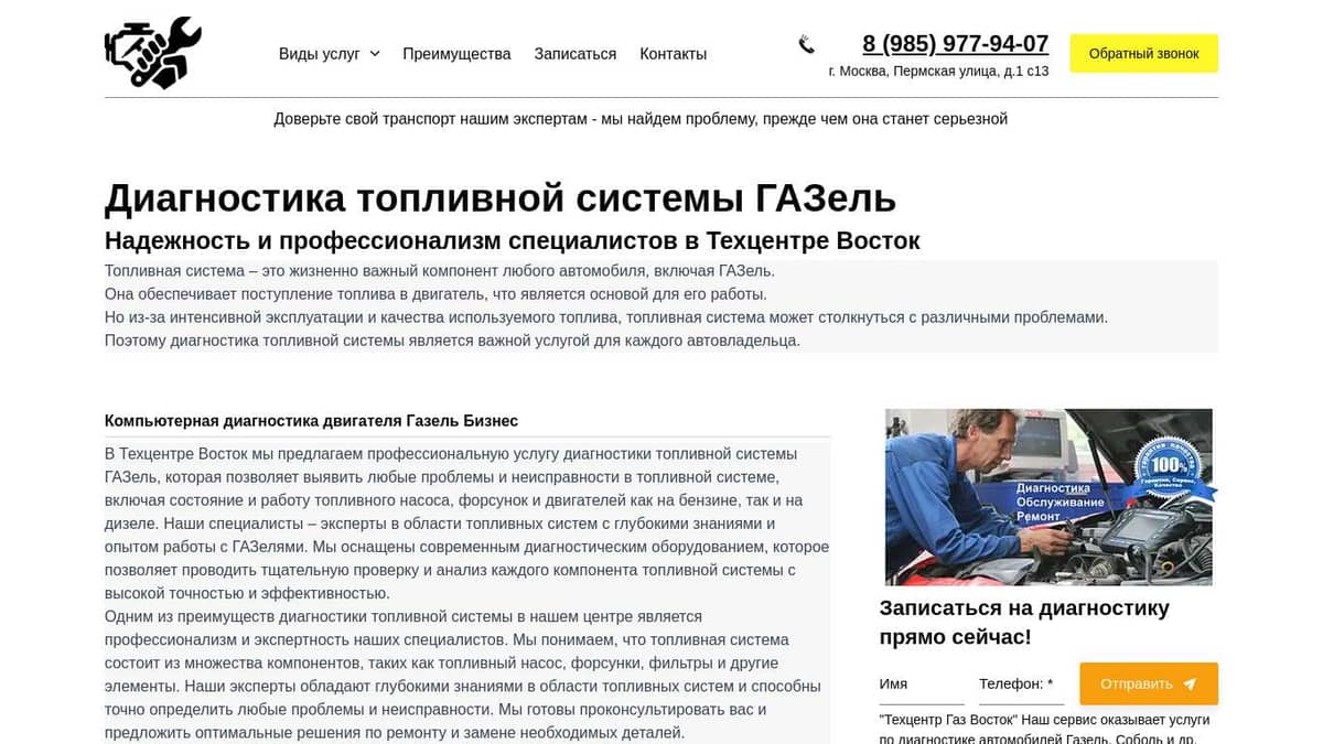 Диагностика топливной системы — в Москве ВАО. Диагностический центр Газель  Соболь| TehcentrGaz Vostok